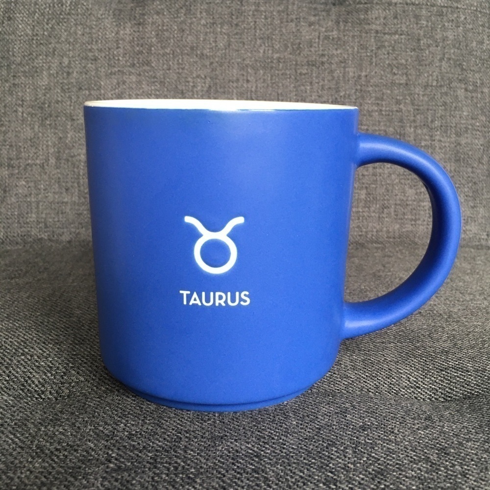 Taurus Astrology Coffee / Tea Mug, Blue, White, 16 oz